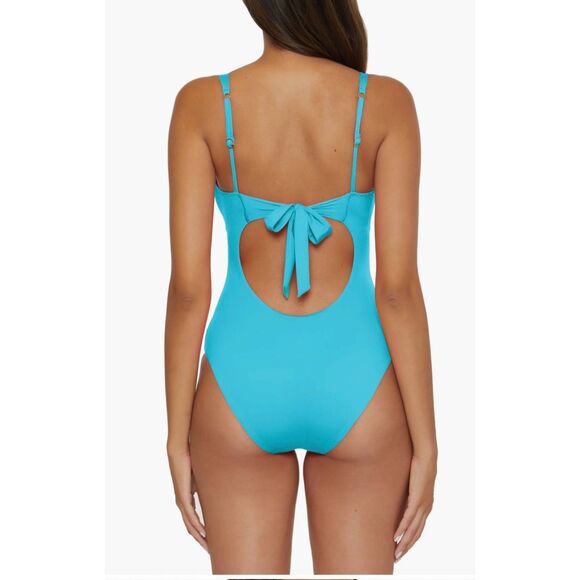 NWT BECCA Color Code V-Wire One-Piece Swimsuit in Pool Aqua Blue Size Medium - Picture 6 of 15